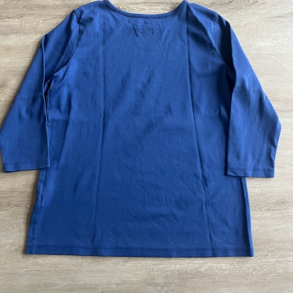 L.L. Bean Blue 3/4 Sleeve Shirt 100% Supima Cotton SZ S - Picture 7 of 7